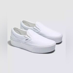Slip on Platform Vans - white